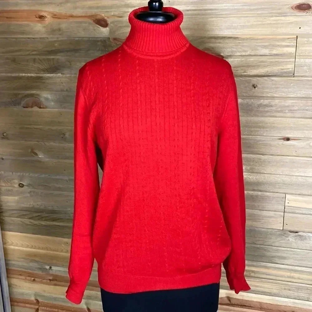 Bertram & Frank Red Turtleneck Sweater Size Medium 0900